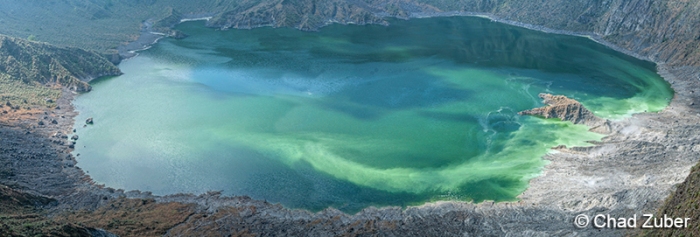 Acidic emerald-green lake in crater of El Chichón volcano
